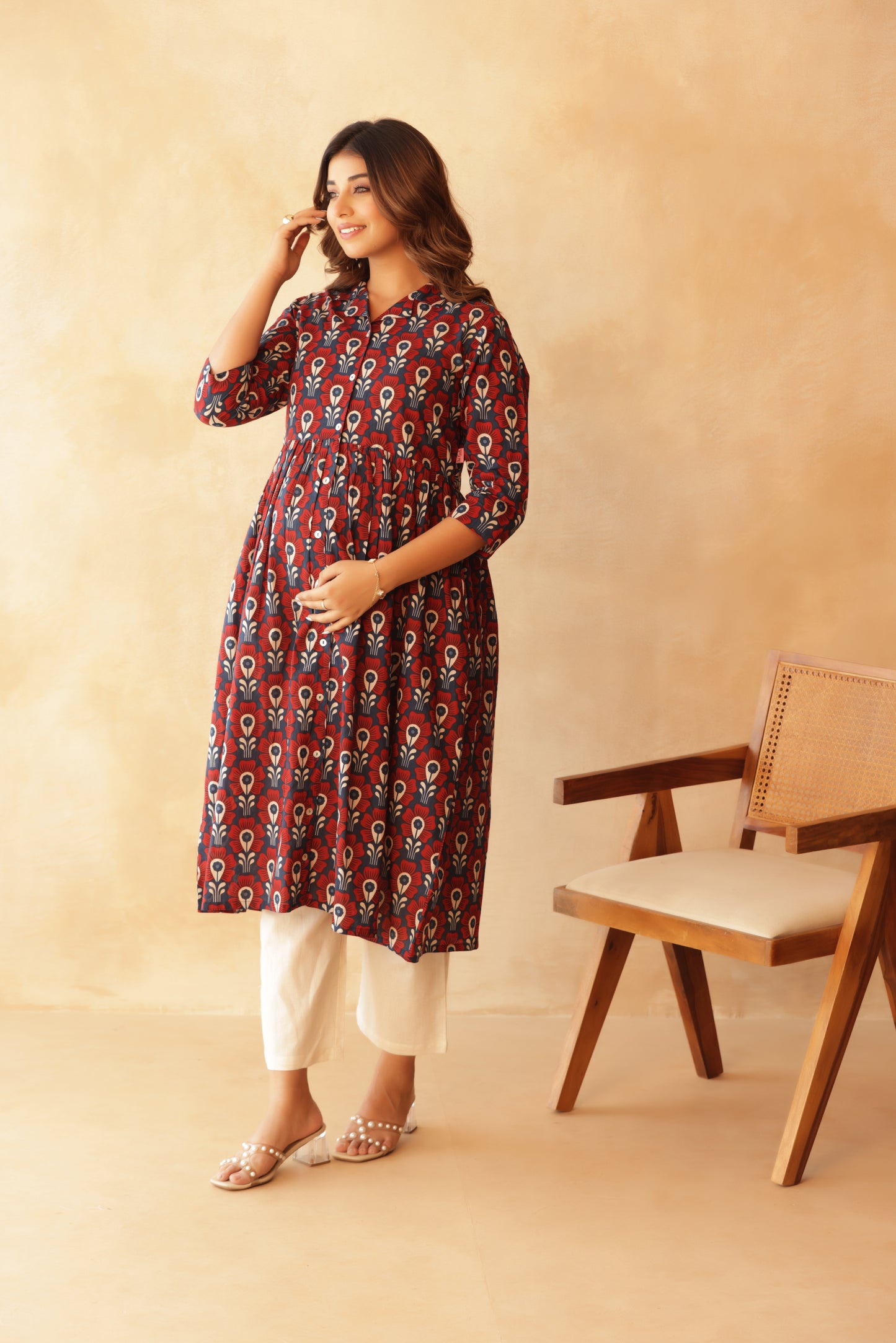 Bloom in Blue Maternity & Nursing Kurta