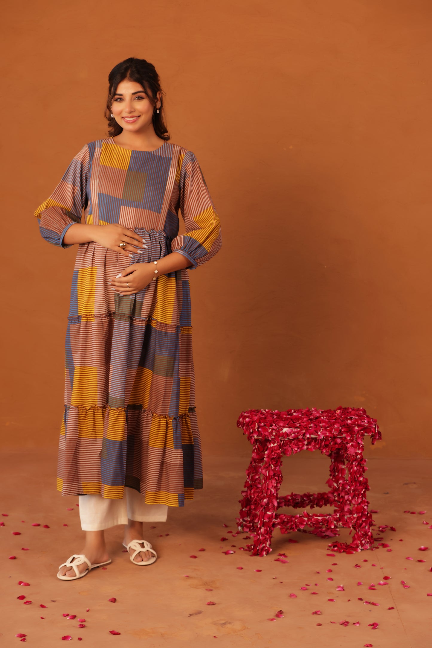 Colorblock Stripe Story Maternity & Nursing Kurta