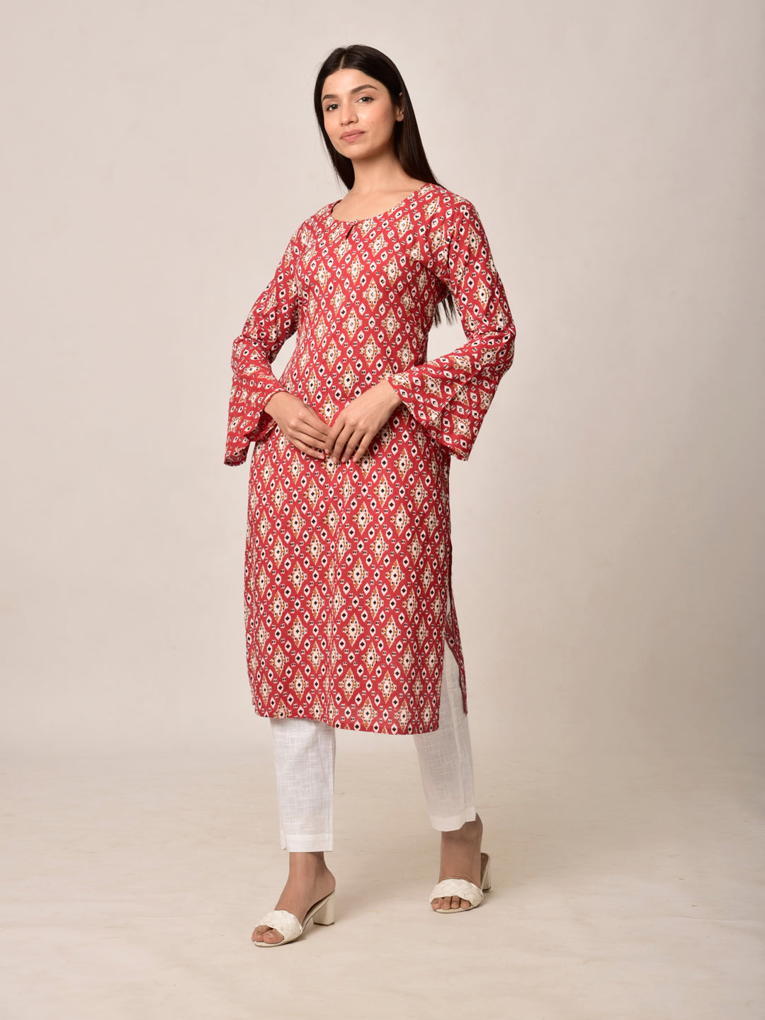 Red Patola Kurta Pant Set