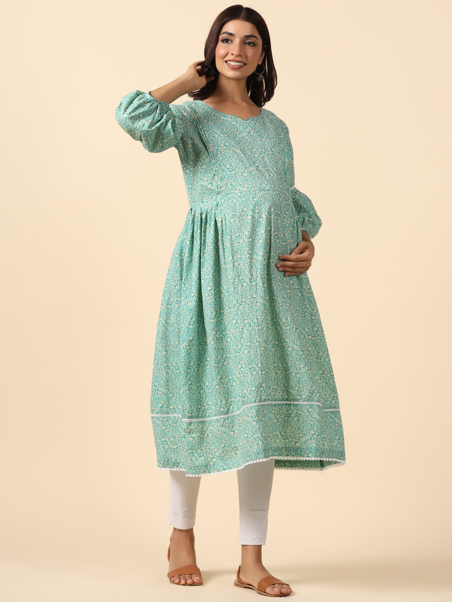 Turquoise Paradise Maternity & Nursing Kurta
