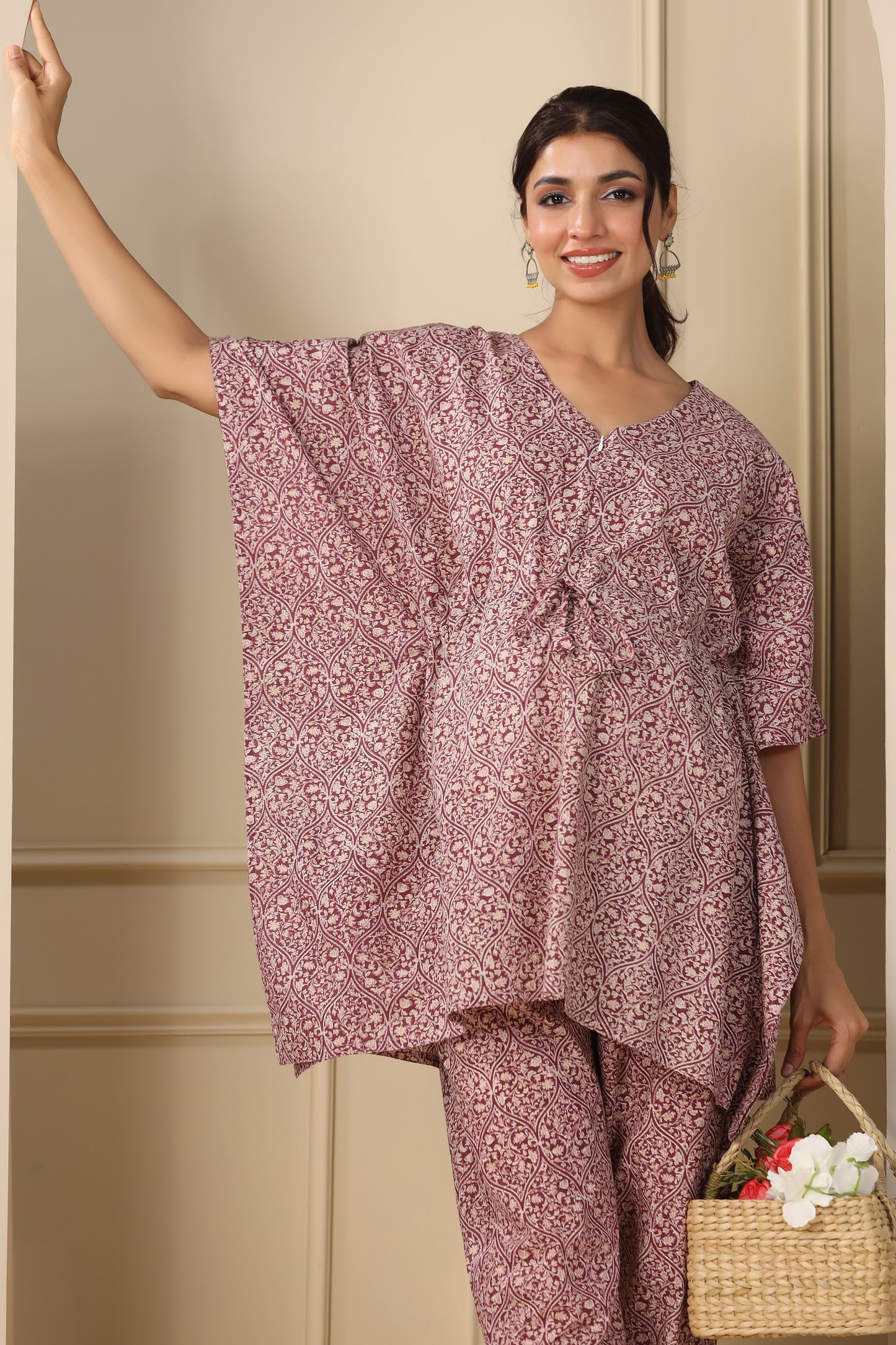 Plum Paradise Maternity & Nursing Kaftan Set