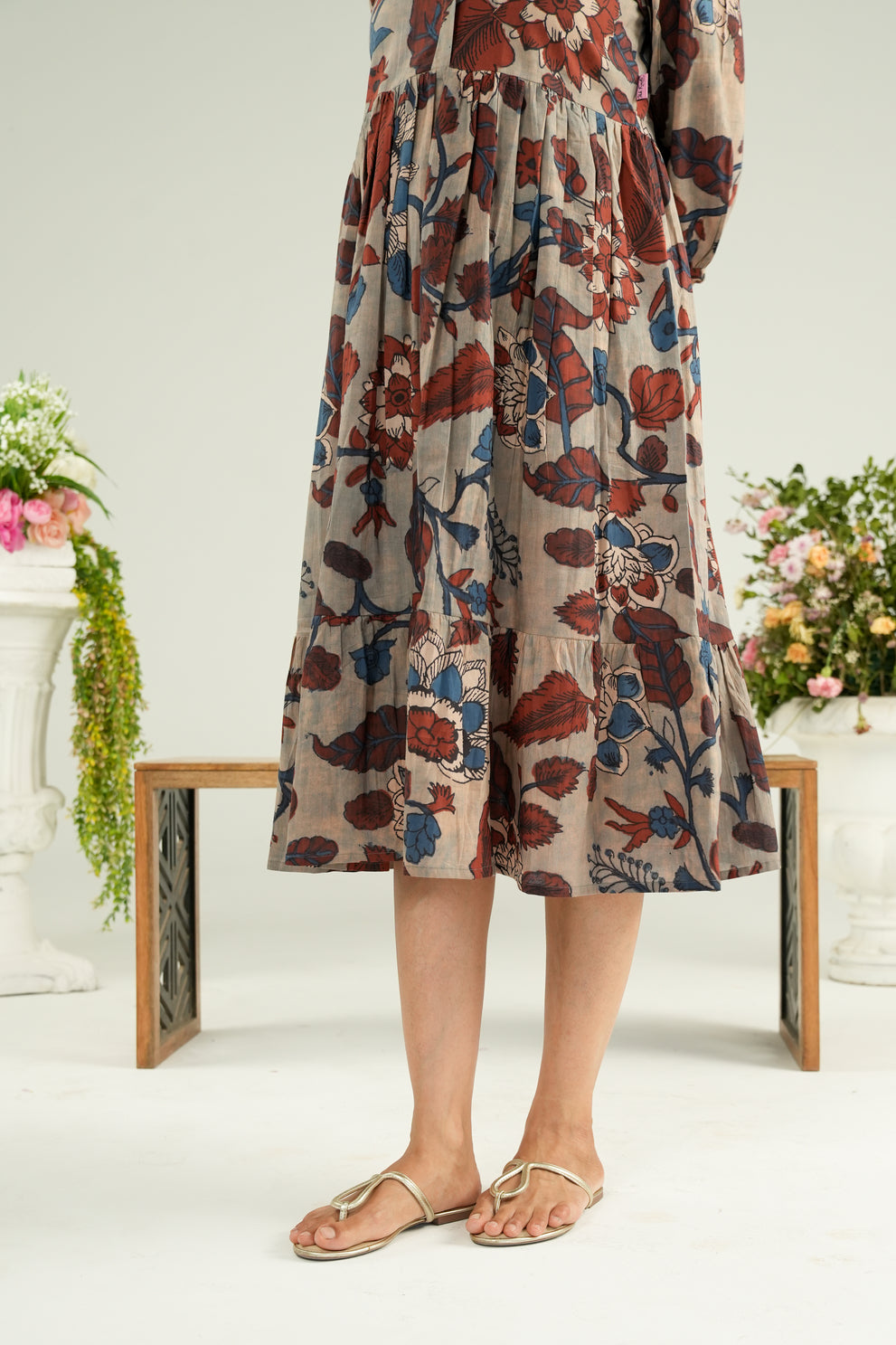 Dusty Blue Garden Maternity & Nursing Tier Dress
