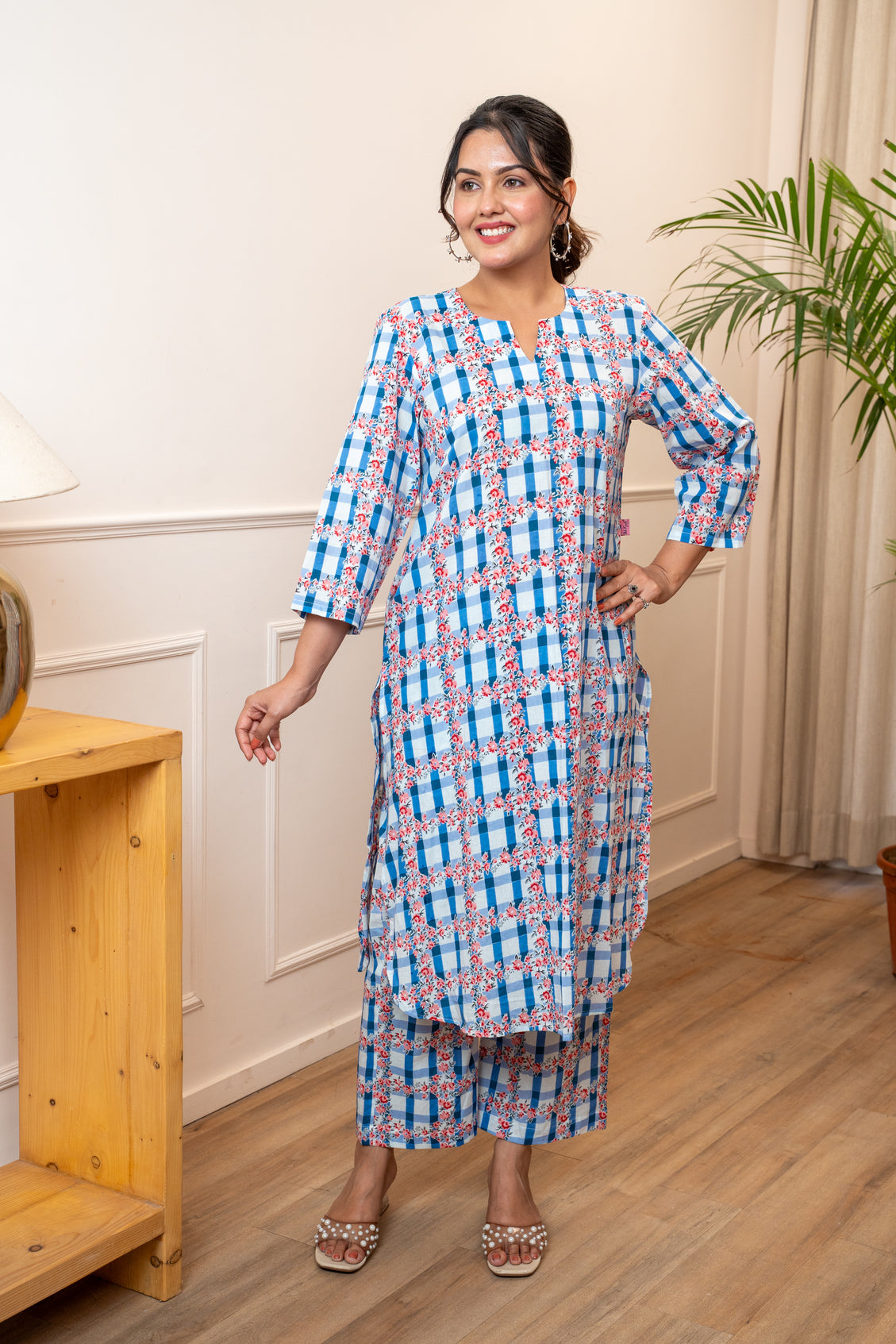 Phoolkari Check Co-ord Set