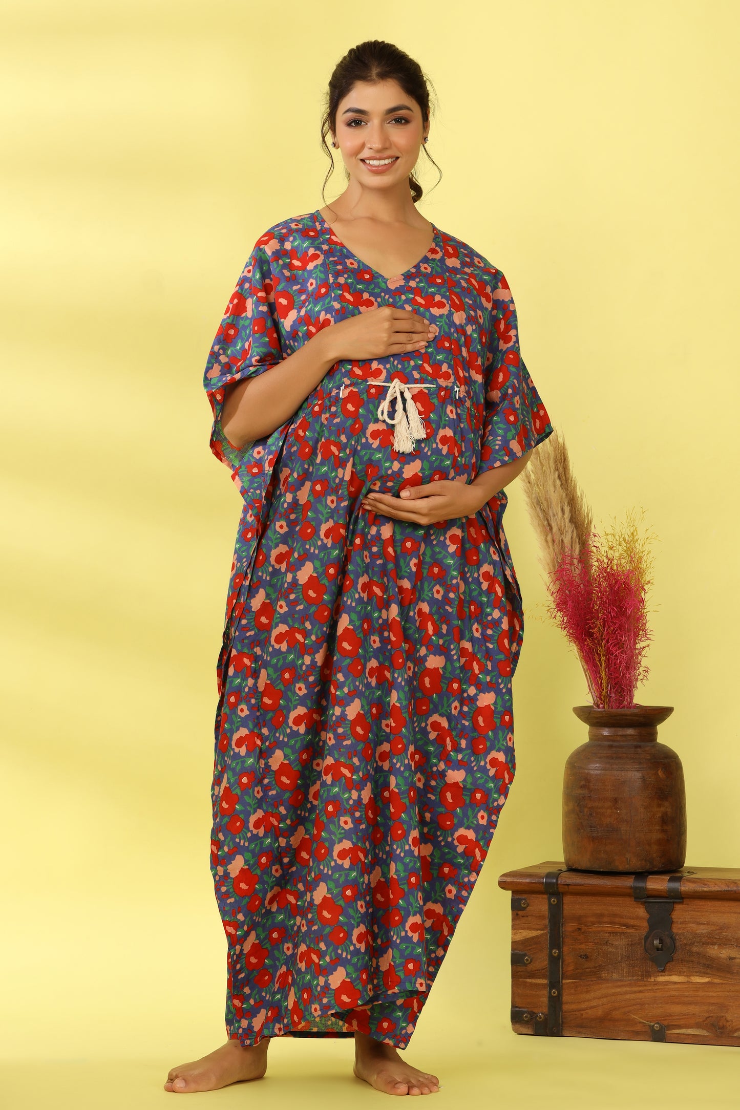 Spring Blue Maternity & Nursing Kaftan