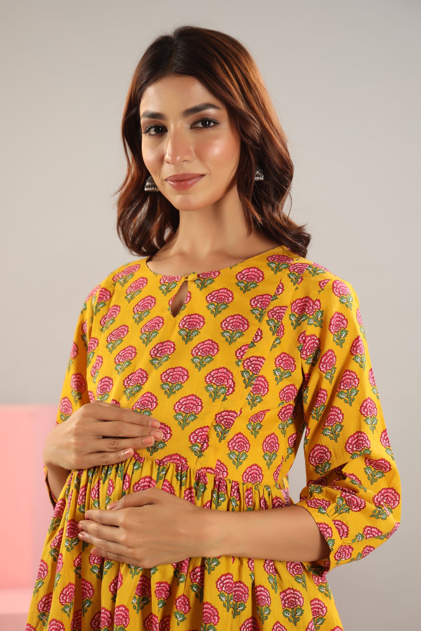 Rosy Retreat Yellow Maternity & Nursing Set