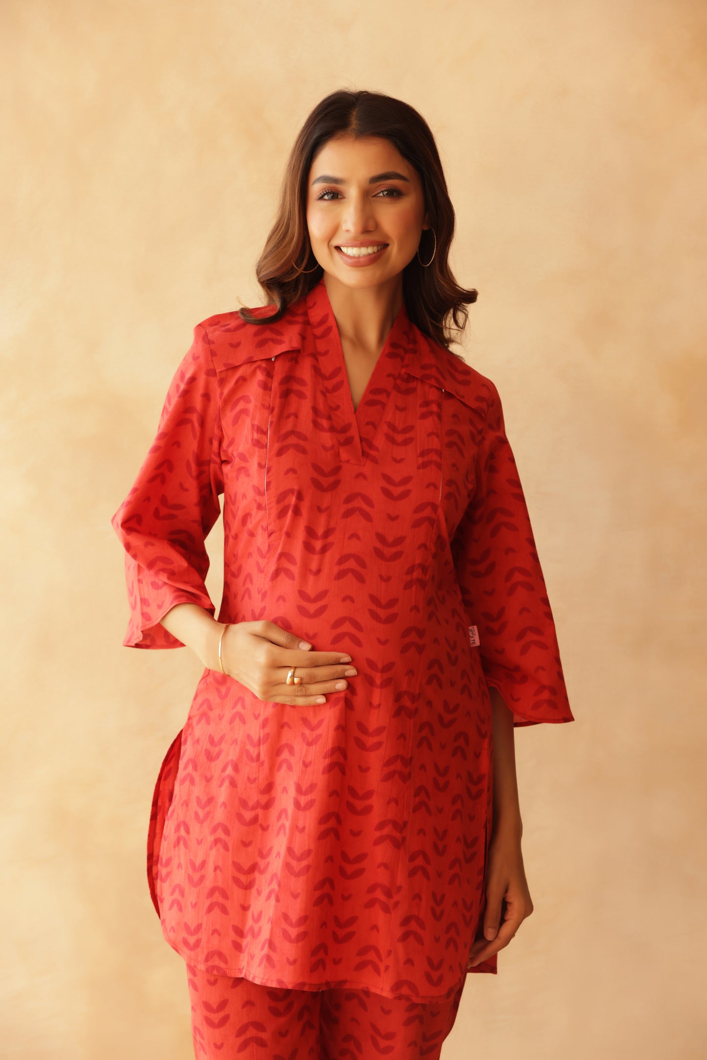 Rust Fern Motif Maternity & Nursing Co-ord Set