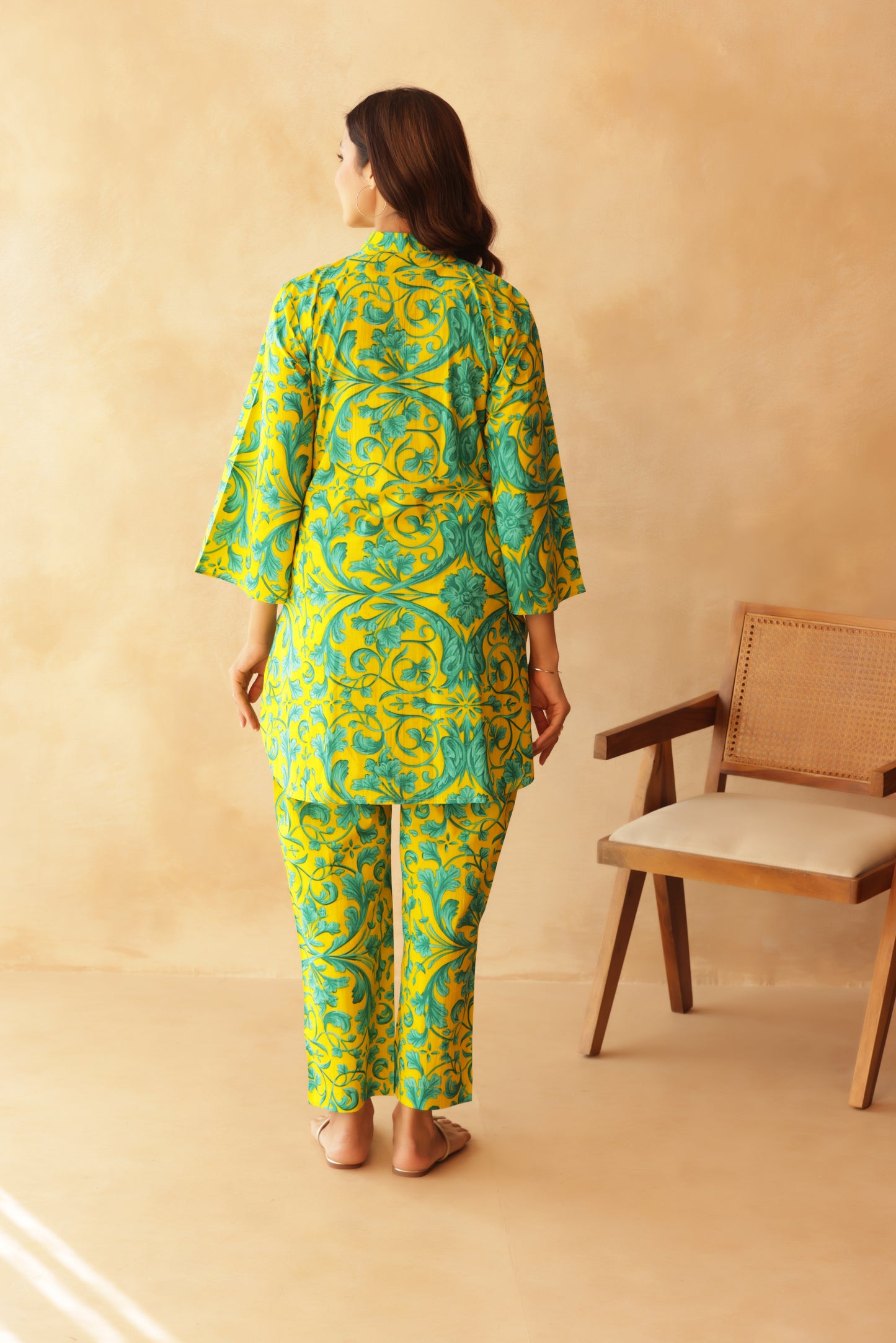Teal Fleur on Yellow Maternity & Nursing Co-ord Set