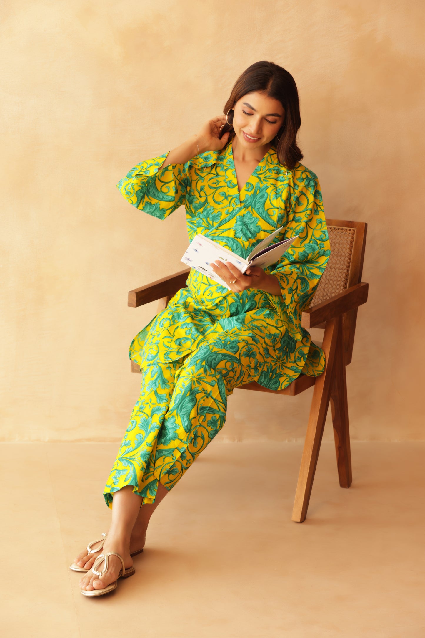 Teal Fleur on Yellow Maternity & Nursing Co-ord Set