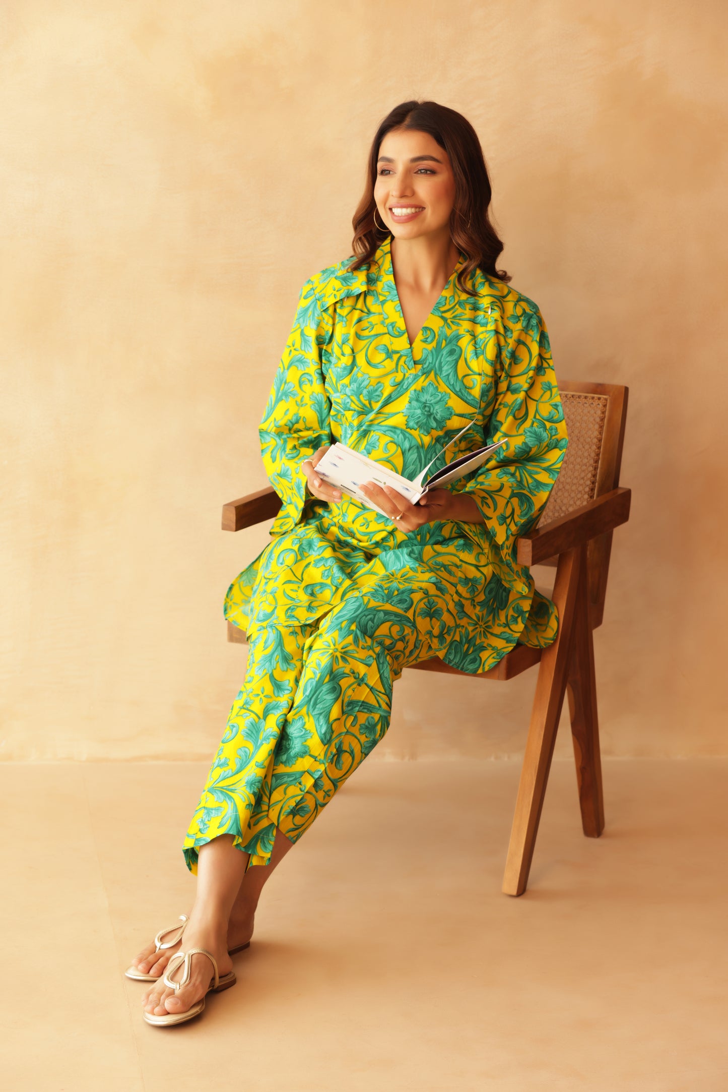 Teal Fleur on Yellow Maternity & Nursing Co-ord Set