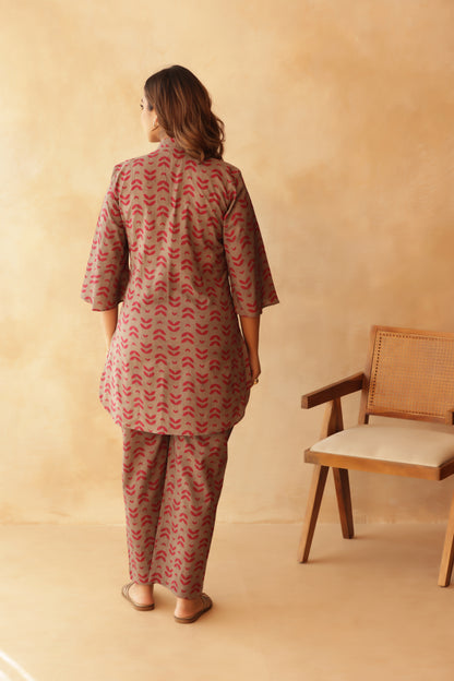 Gulabi Patta Maternity & Nursing Co-ord Set