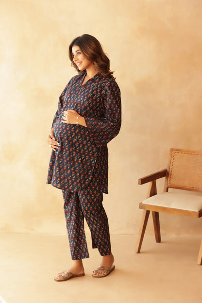 Twilight Bloom Maternity & Nursing Co-ord Set