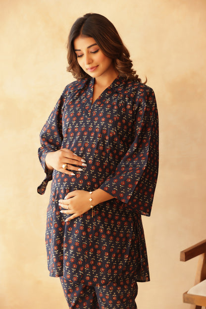 Twilight Bloom Maternity & Nursing Co-ord Set
