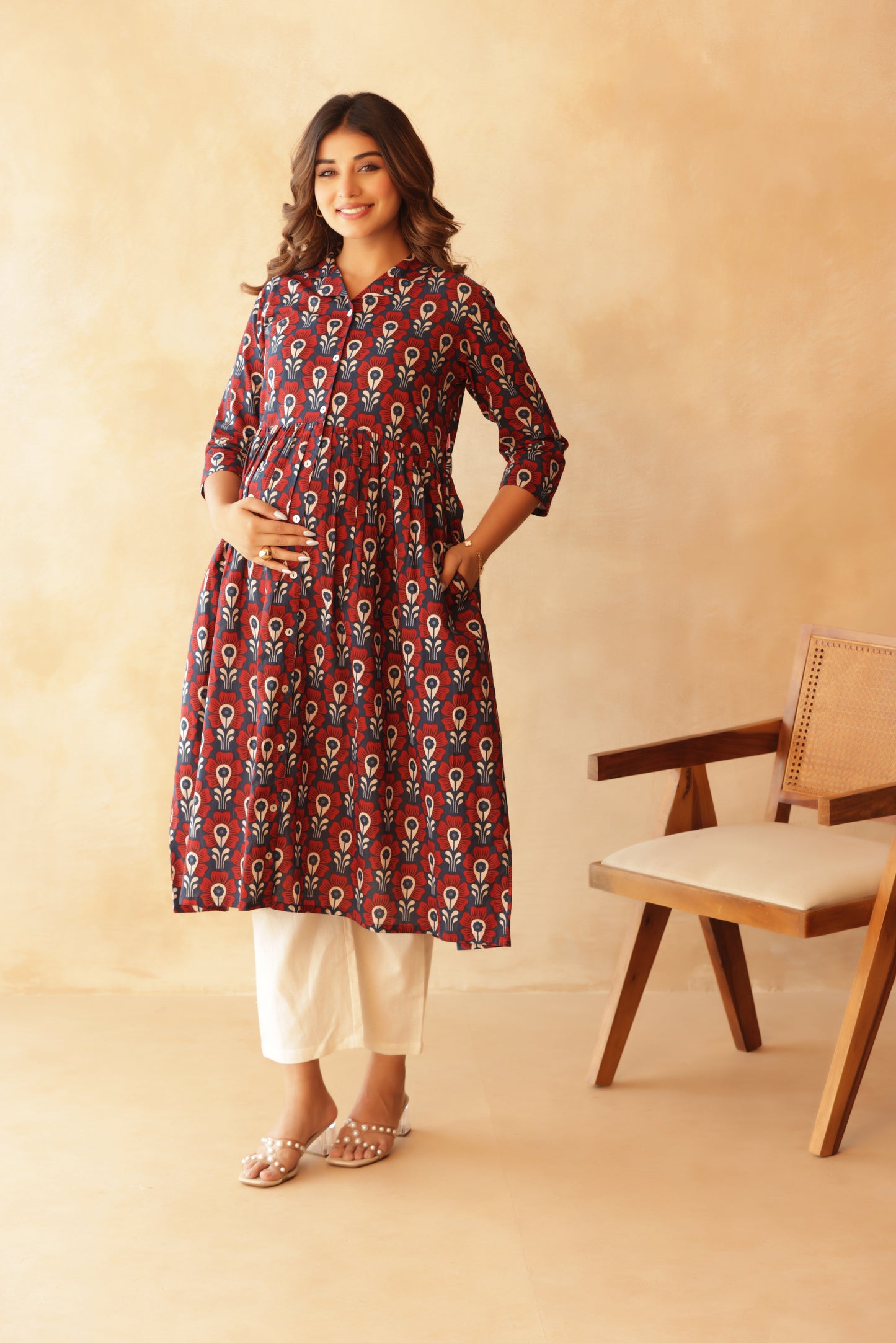Bloom in Blue Maternity & Nursing Kurta