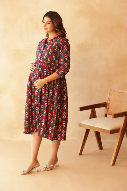 Bloom in Blue Maternity & Nursing Dress