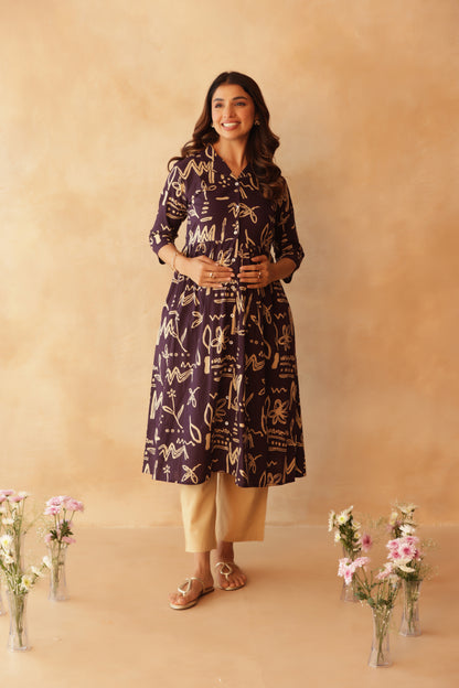 Artisan Lineplay Buttoned Maternity & Nursing Kurta