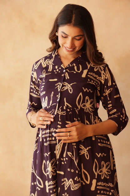 Artisan Lineplay Buttoned Maternity & Nursing Dress