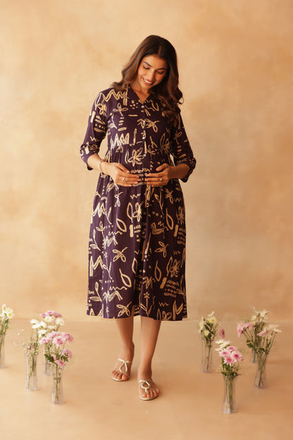 Artisan Lineplay Buttoned Maternity & Nursing Dress