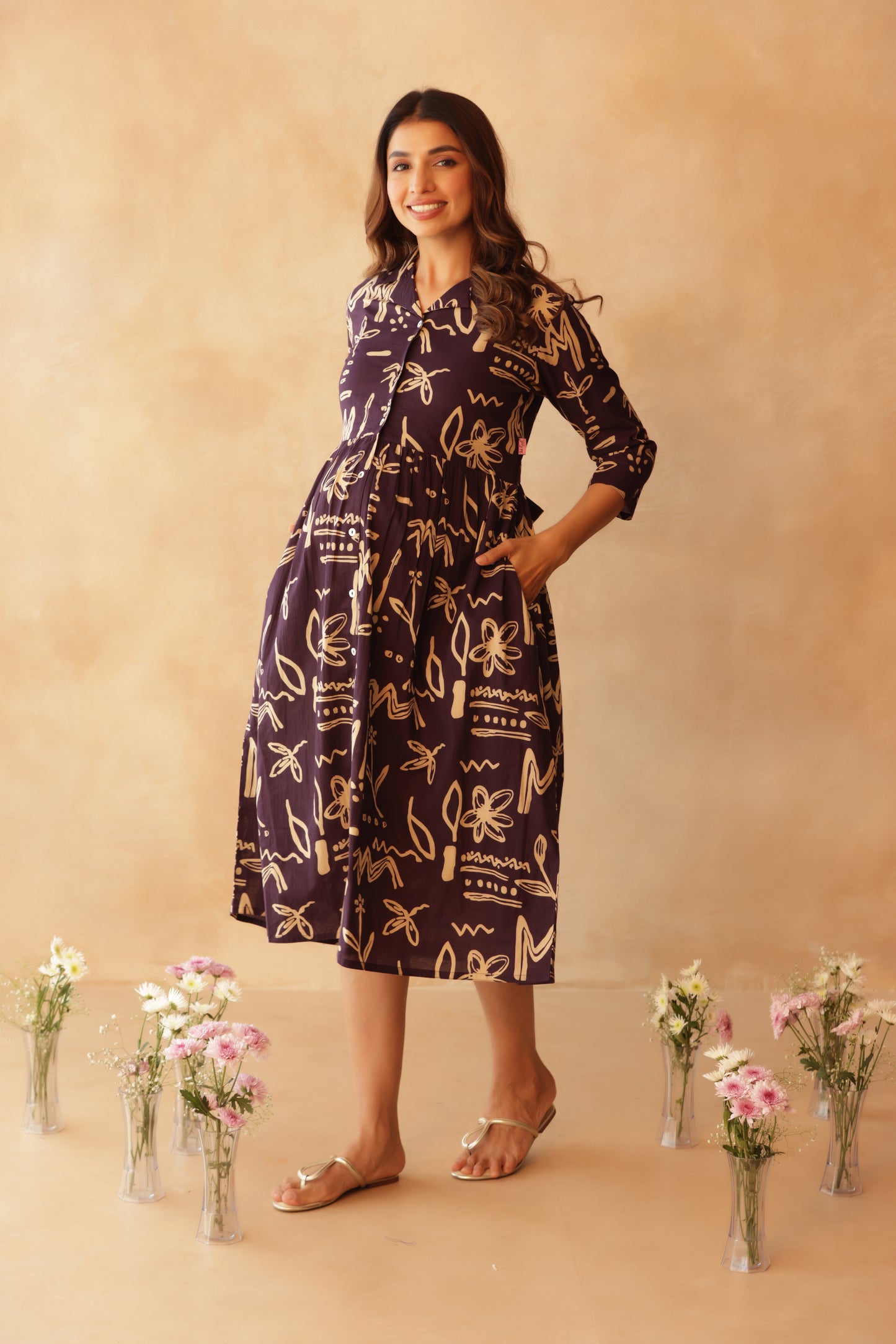 Artisan Lineplay Buttoned Maternity & Nursing Dress