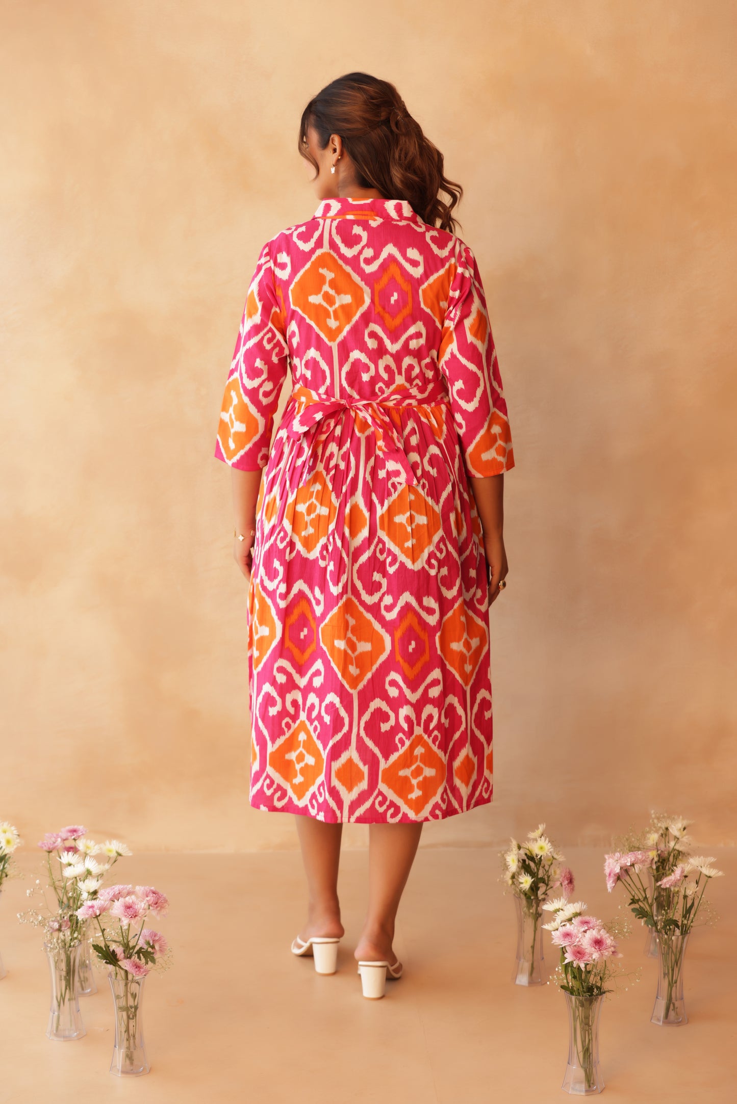 Rangmahal Ikkat Buttoned Maternity & Nursing Dress