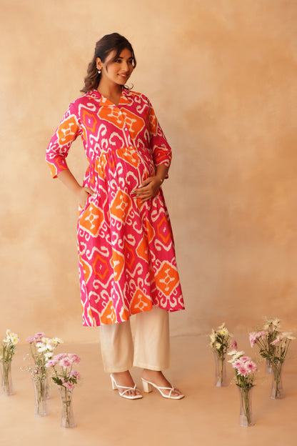 Rangmahal Ikkat Maternity & Nursing Kurta