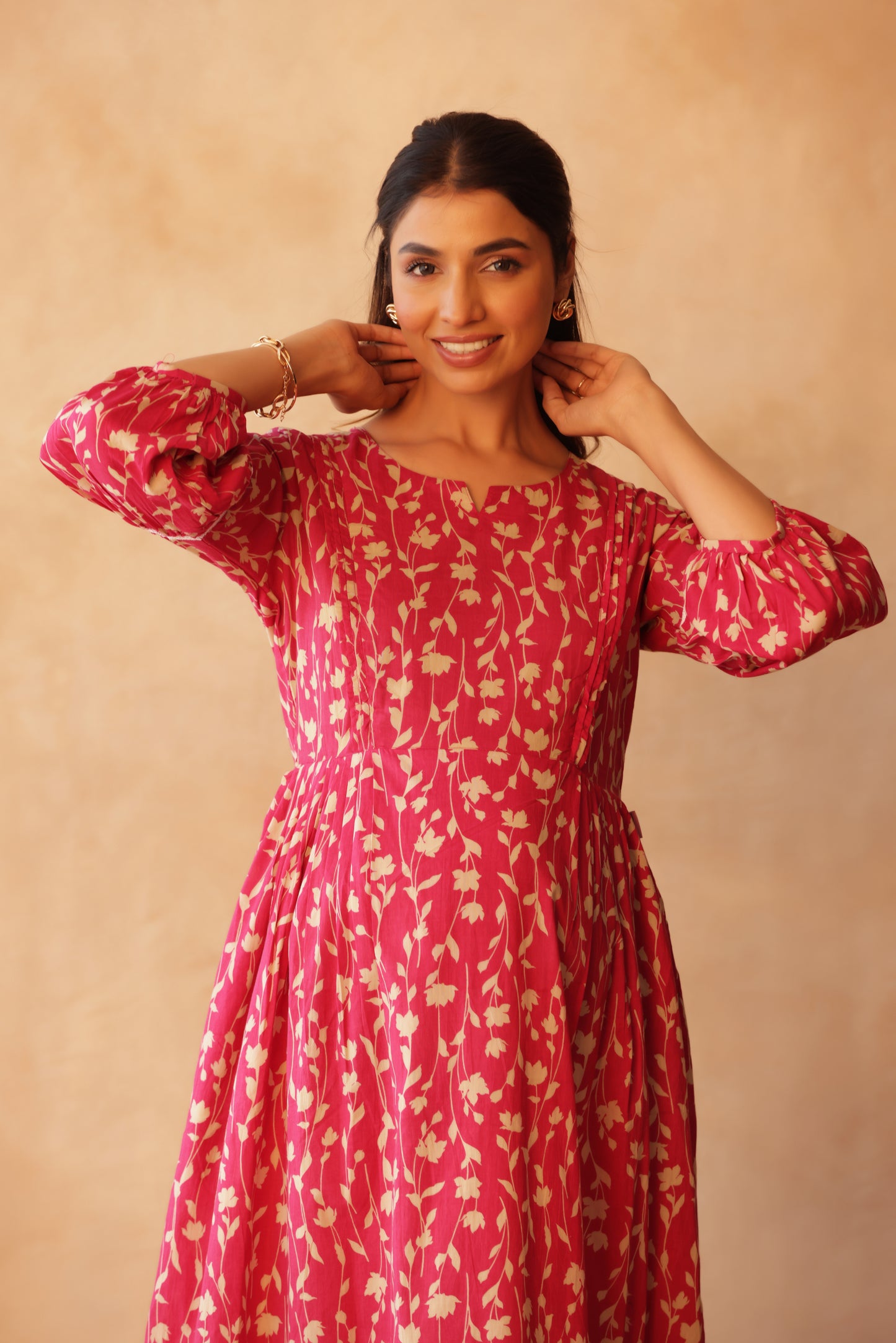 Rosewood Floral Drift Maternity & Nursing Kurta