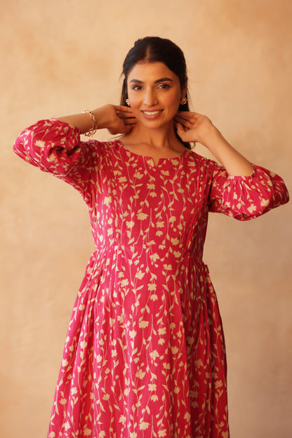 Rosewood Floral Drift Maternity & Nursing Kurta