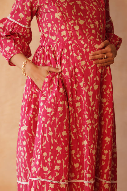 Rosewood Floral Drift Maternity & Nursing Dress