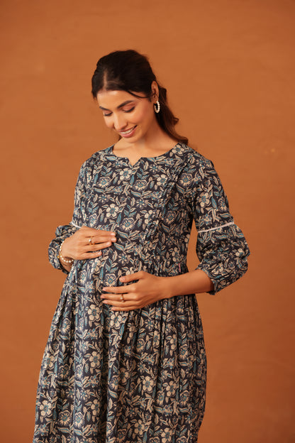 Blue Meadow Calm Maternity & Nursing Dress