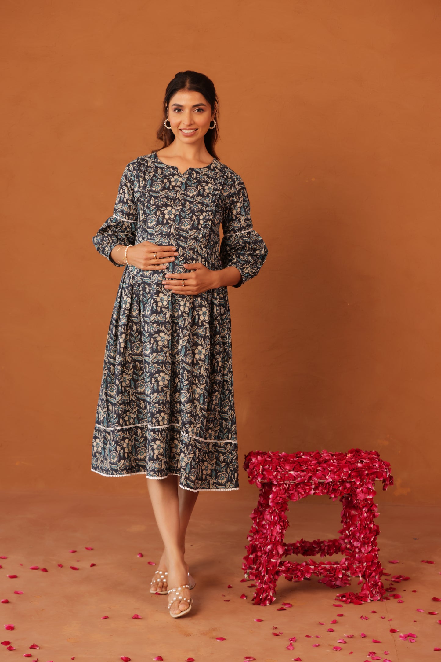 Blue Meadow Calm Maternity & Nursing Dress