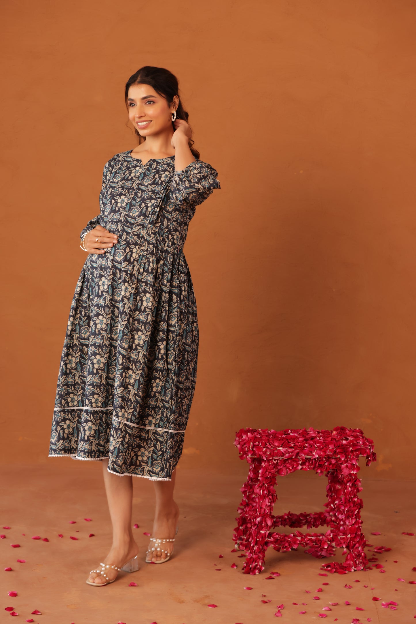 Blue Meadow Calm Maternity & Nursing Dress