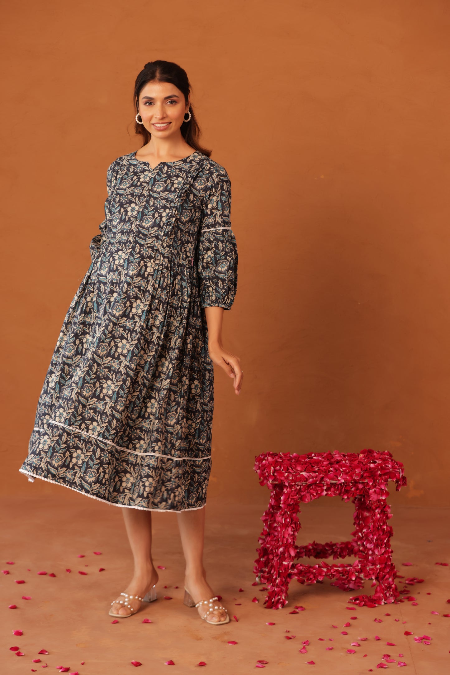 Blue Meadow Calm Maternity & Nursing Dress