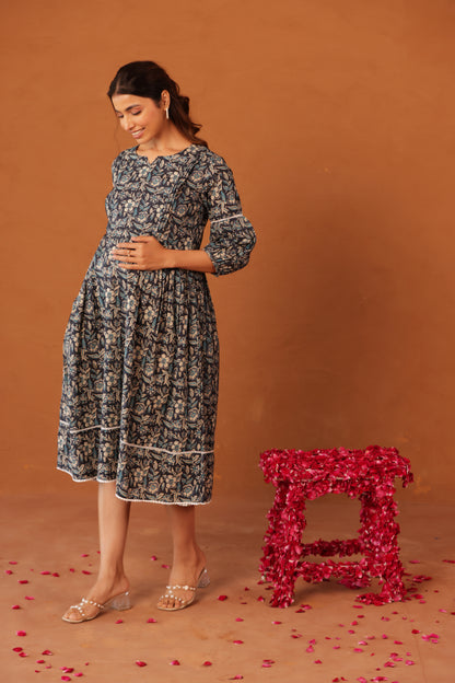Blue Meadow Calm Maternity & Nursing Dress