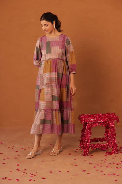 Rustline Stripe Maternity & Nursing Tier Dress