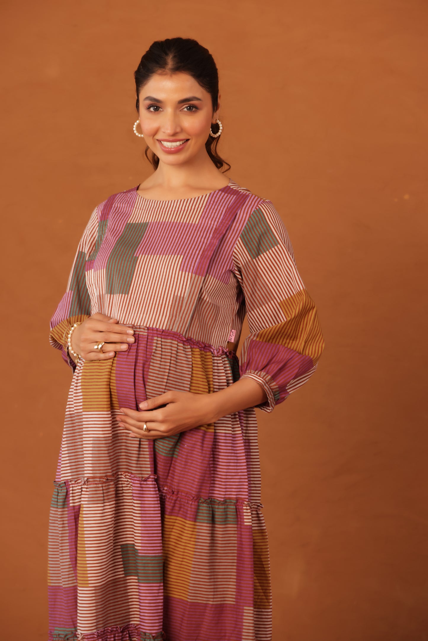 Rustline Stripe Maternity & Nursing Kurta