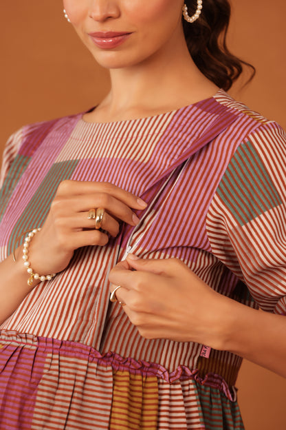 Rustline Stripe Maternity & Nursing Tier Dress