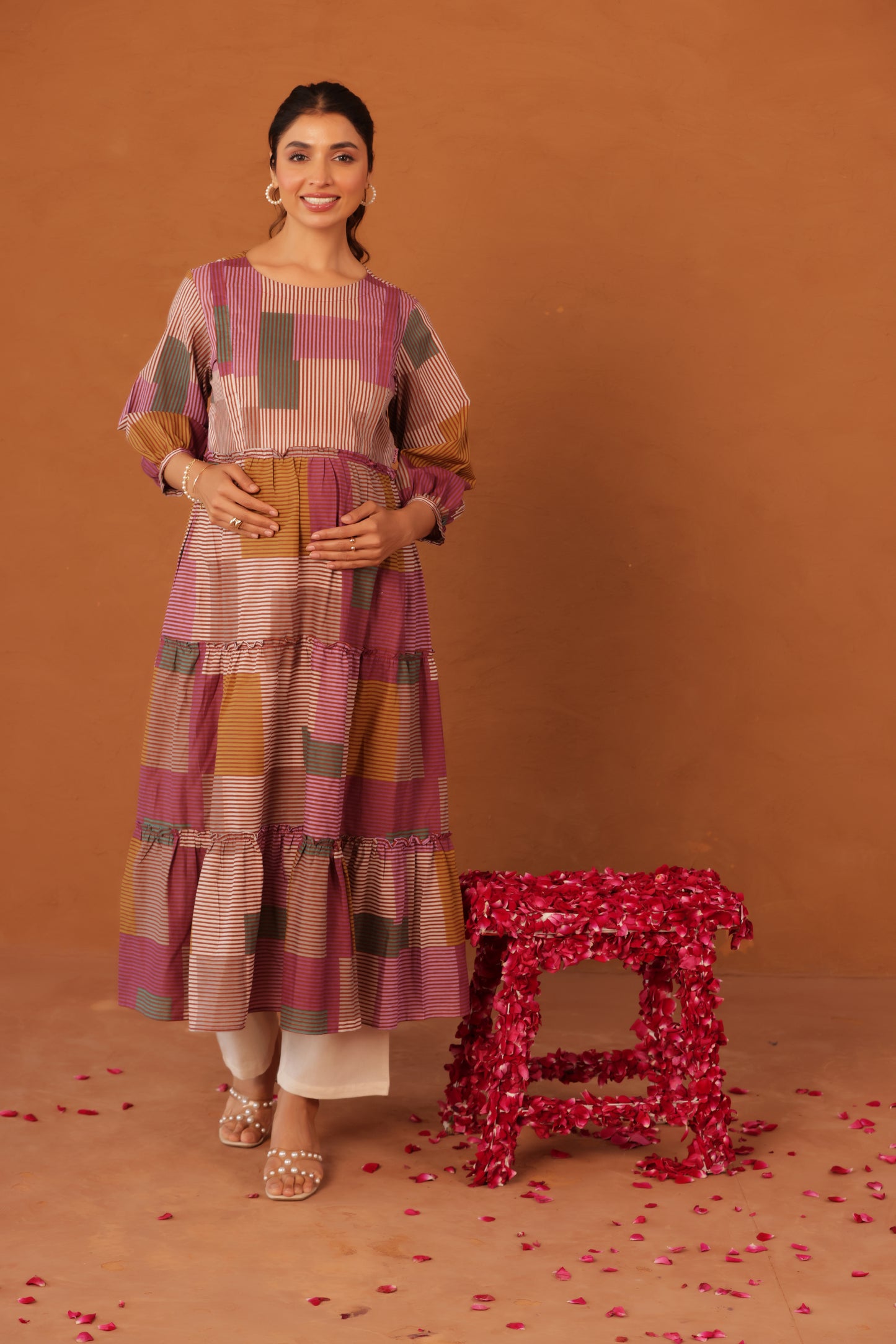 Rustline Stripe Maternity & Nursing Kurta