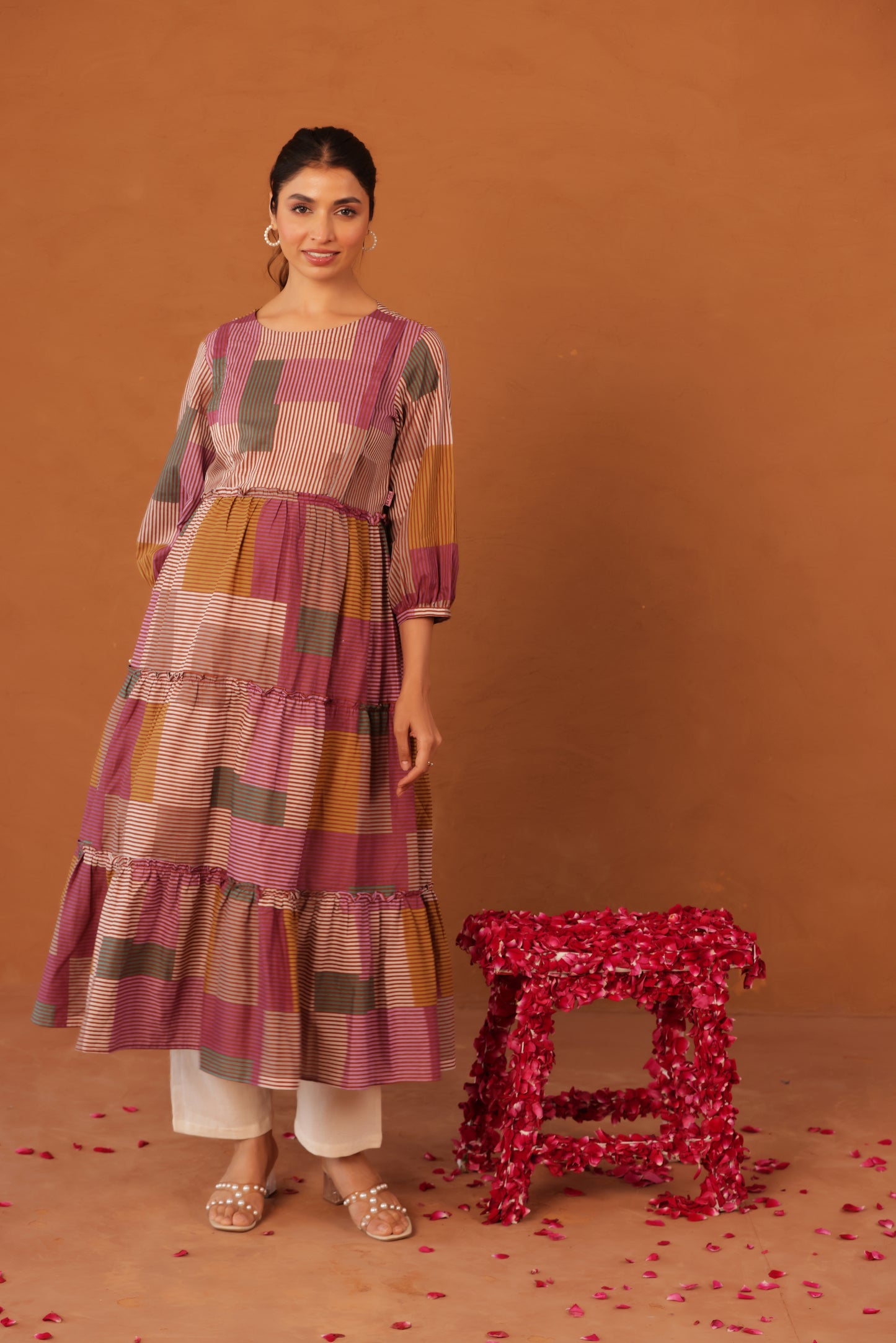 Rustline Stripe Maternity & Nursing Kurta