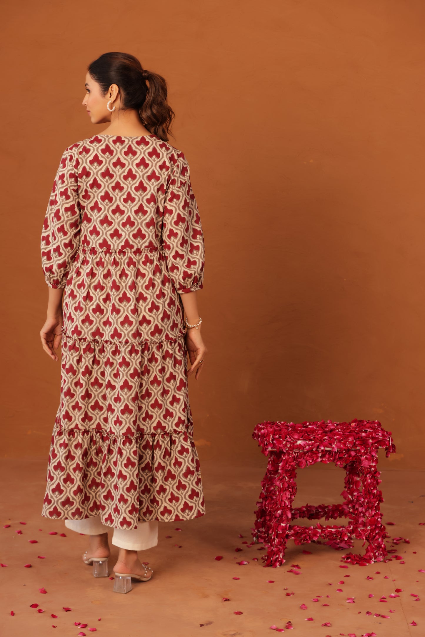 Muted Maroon Bloom  Maternity & Nursing Kurta
