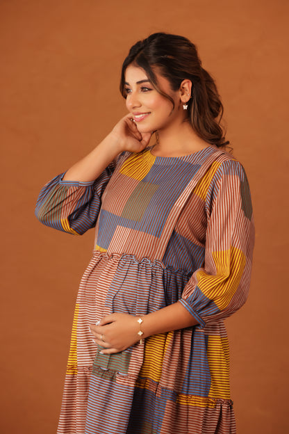 Colorblock Stripe Story Maternity & Nursing Kurta