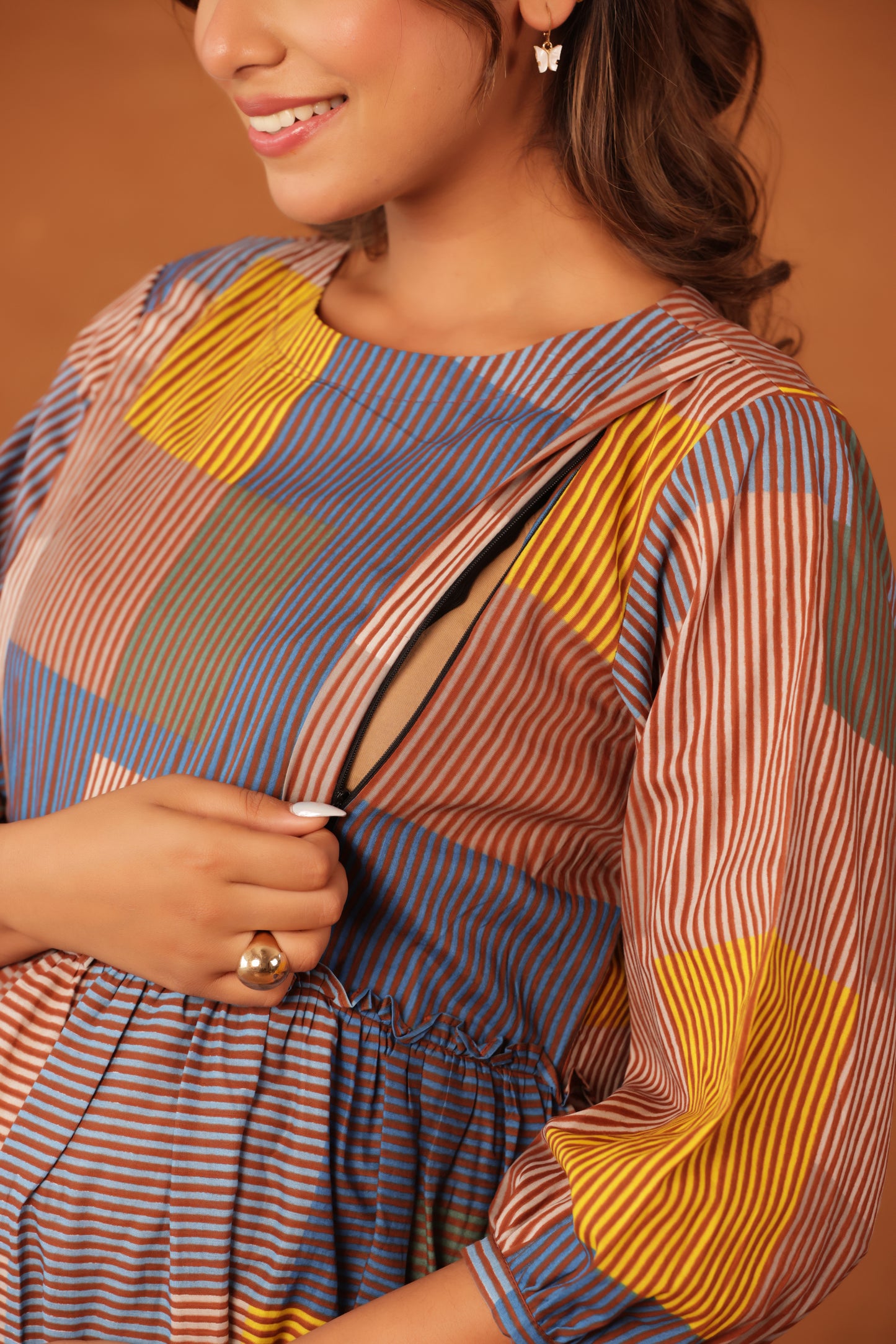 Colorblock Stripe Story Maternity & Nursing Kurta