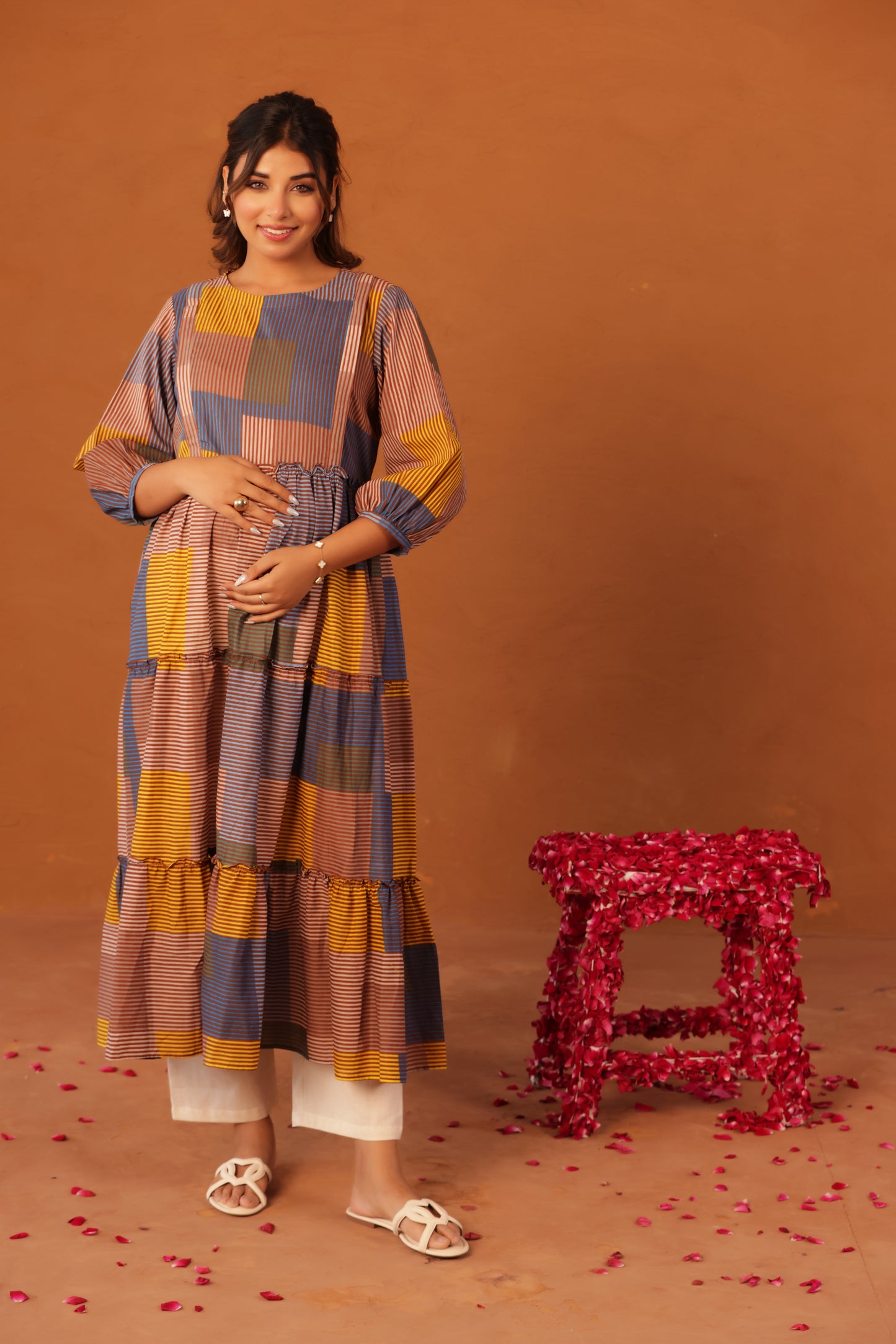Colorblock Stripe Story Maternity & Nursing Kurta