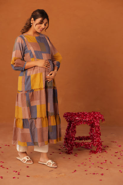 Colorblock Stripe Story Maternity & Nursing Kurta