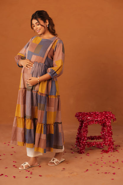 Colorblock Stripe Story Maternity & Nursing Kurta