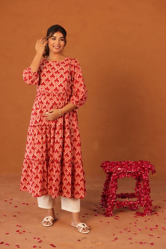 Ruby Heritage Bloom Maternity & Nursing Kurta