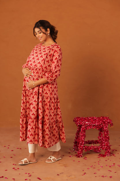 Ruby Heritage Bloom Maternity & Nursing Kurta