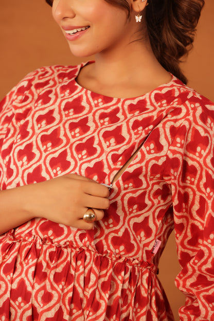 Ruby Heritage Bloom Maternity & Nursing Kurta
