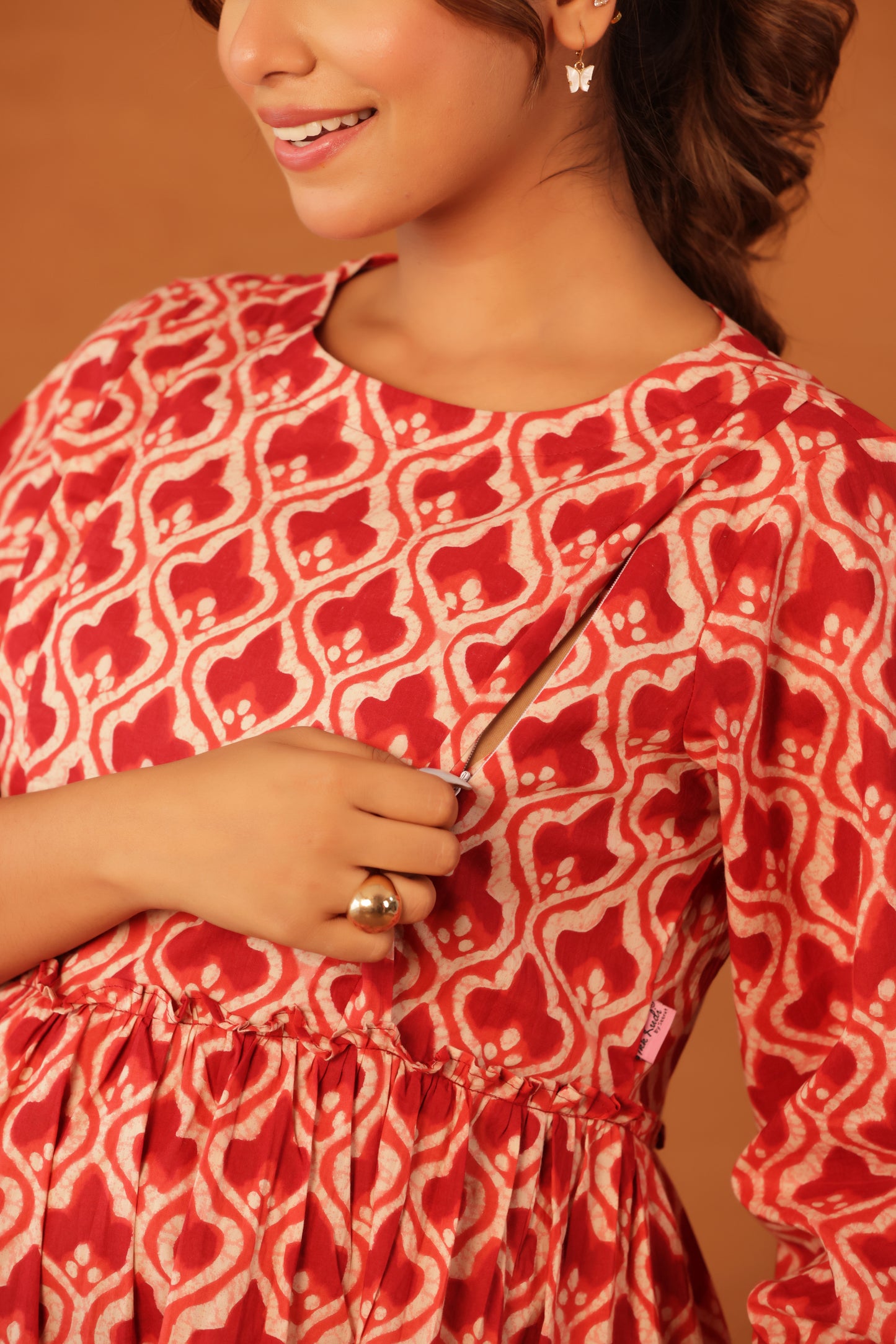 Ruby Heritage Bloom Maternity & Nursing Tier Dress