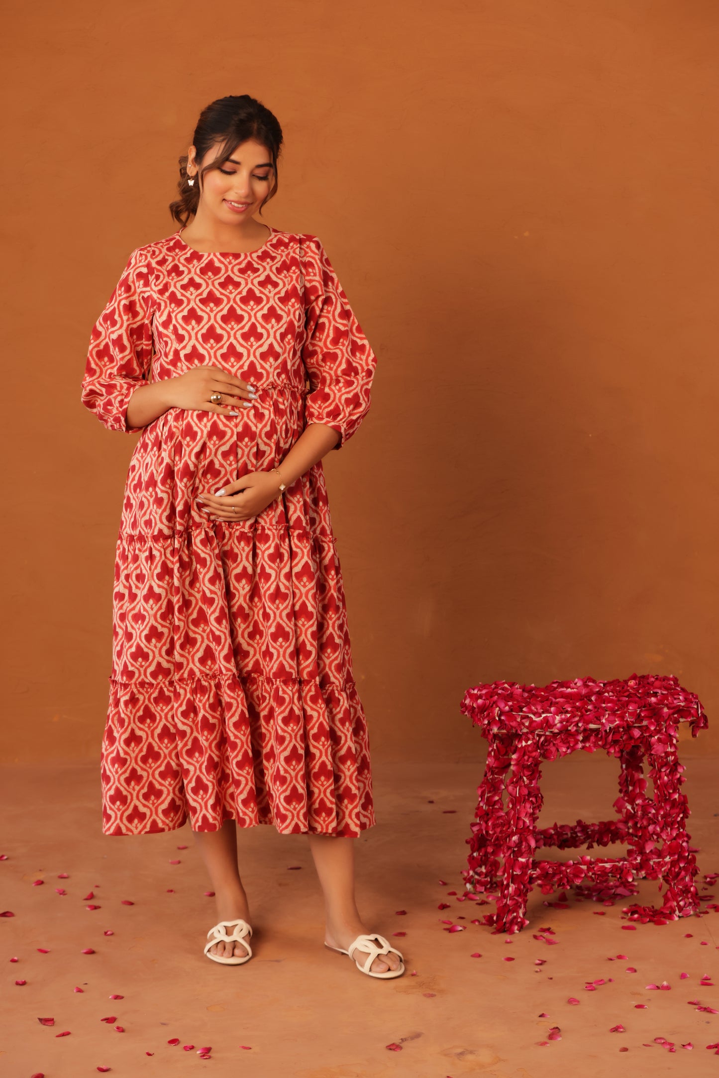 Ruby Heritage Bloom Maternity & Nursing Tier Dress
