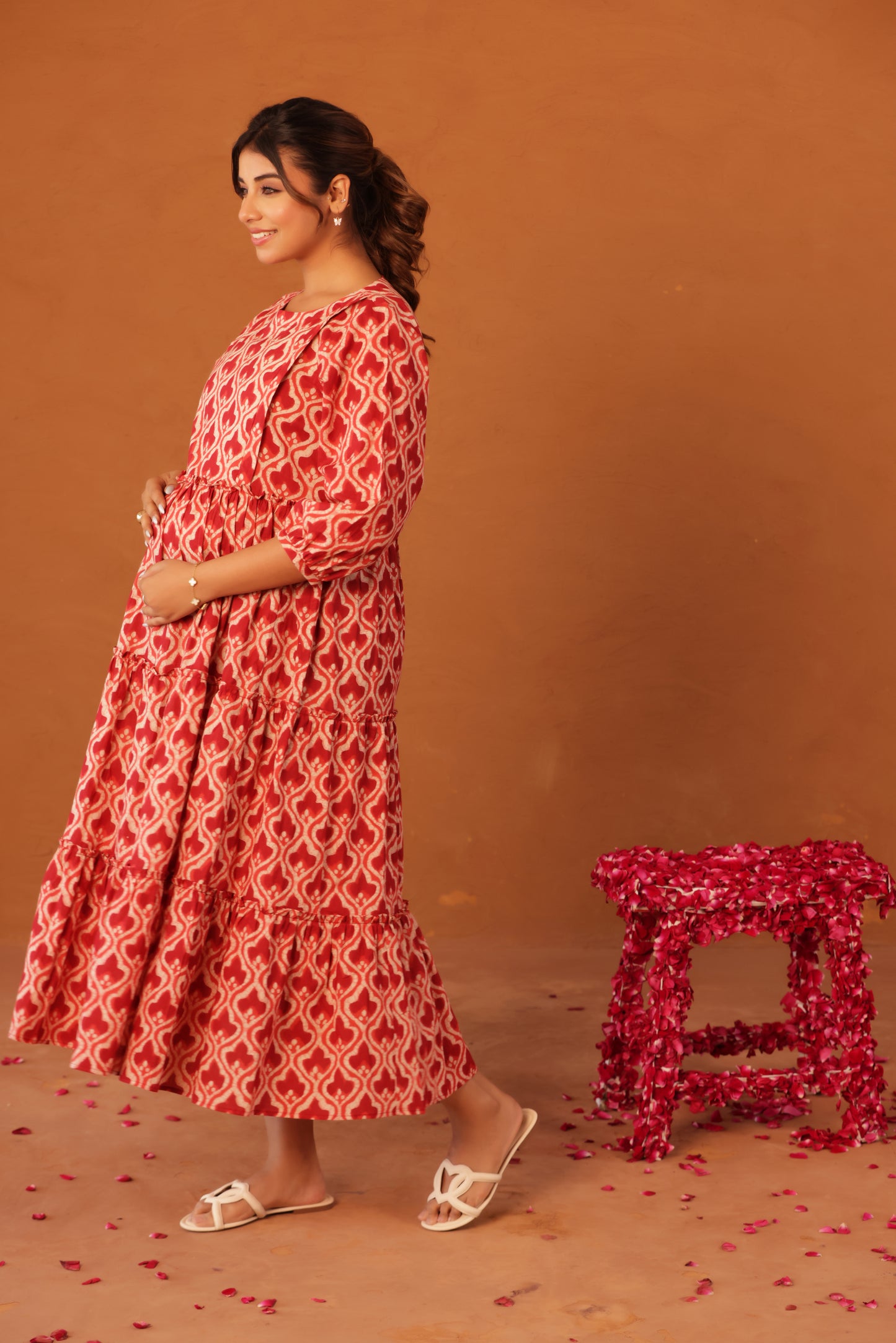 Ruby Heritage Bloom Maternity & Nursing Tier Dress