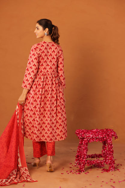 Ruby Heritage Bloom Maternity & Nursing Kurta Pant Set with Dupatta